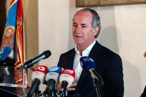 Luca Zaia in conferenza stampa.