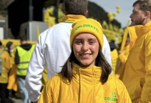 Silvia Lorenzini, tra i manifestanti Coldiretti al Brennero.